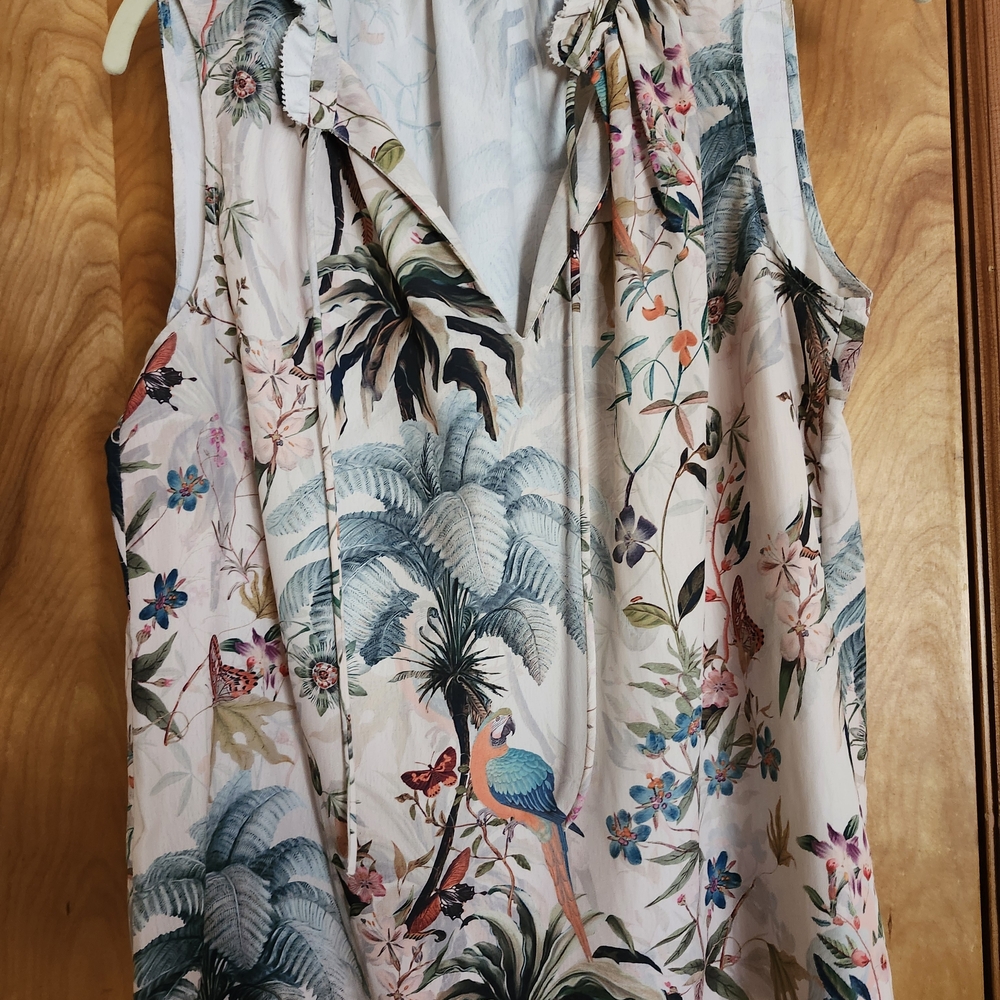 H&M Tropical Print Sleeveless Blouse